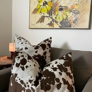 Cowhide Print Faux Suede Accent Pillow